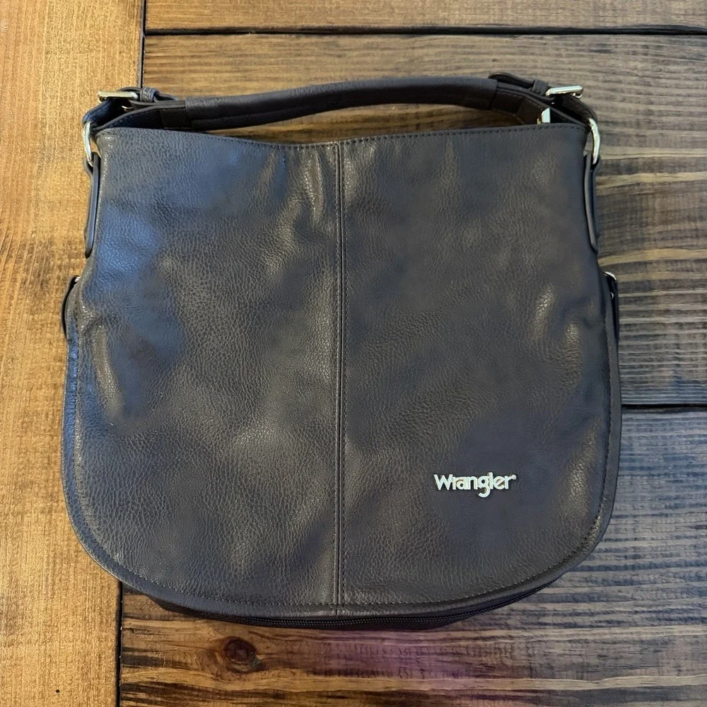 Wrangler Hobo Purse Bag for Women Brown Leather Top Handle Shoulder Purse NWT